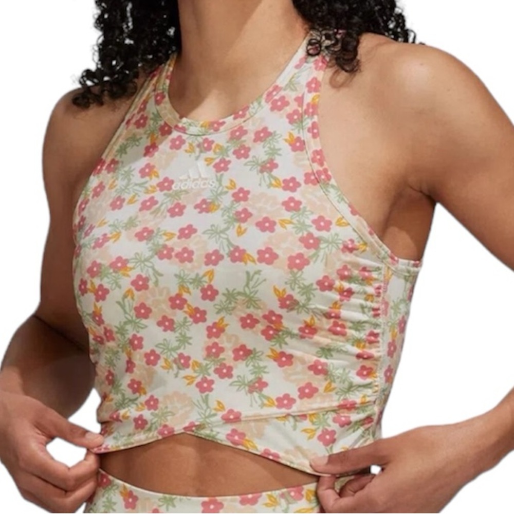 Adidas Grow Positivity Cropped Floral Training Top